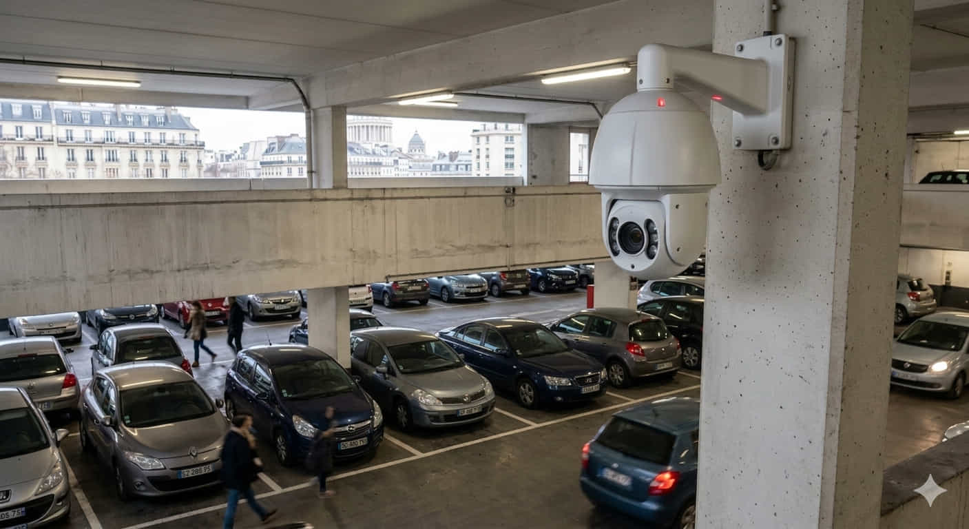 Surveillance d'un parking parisien avec une caméra PTZ speed dome à zoom optique x20
